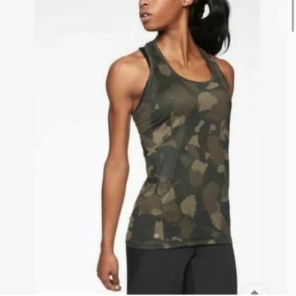 Athleta limitless Camo print keyholes Seamless Racerback Tank Top Women Size S - Picture 1 of 8